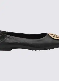 Tory Burch TORY BURCH BLACK LEATHER CLAIRE FLATS Black