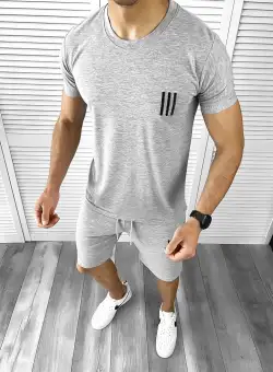 Trening barbati gri deschis pantaloni + tricou 10588 23-4.2.3*