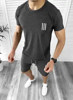 Trening barbati gri inchis pantaloni + tricou 10588 28-4.5