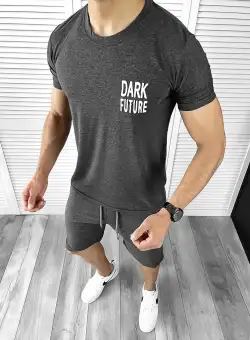 Trening barbati gri inchis pantaloni + tricou 11699 111-2.3