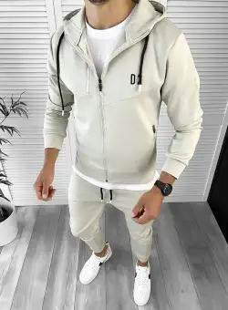 Trening barbati slim fit Pantaloni + Hanorac bej 12234 80-4.2