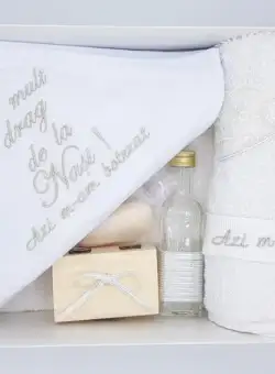 Trusou Botez brodat - Alb Argintiu