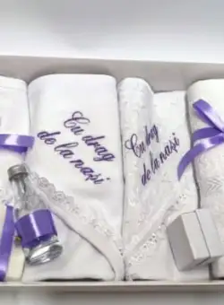 Trusou Botez Brodat cu fir mov