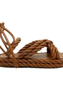 Valentino Garavani Valentino The Rope Leather Sandals Brown