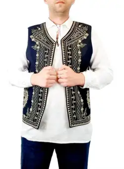 Vesta barbateasca brodata Lazar - Negru 7