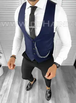 Vesta barbati eleganta slim fit bleumarin B8119 75-4 e
