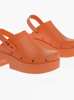 XOCOI Recycled Rubber Slingback Mules With Platform Sole Orange