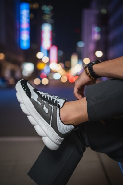 Adidasi barbati casual  albi cu negru L21 t8