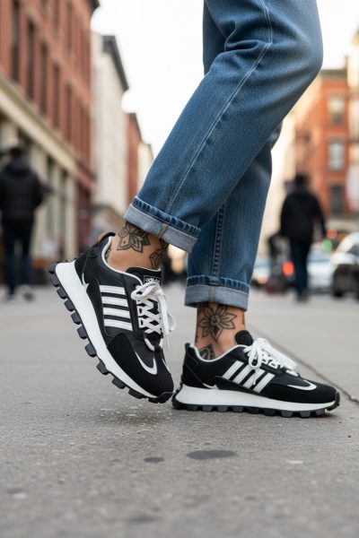 Adidasi dama casual  alb cu negru   LA249  n3-3