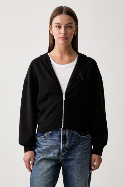 Armani Exchange  hanorac cu fermoar și glugă pentru femei cu vâscoză