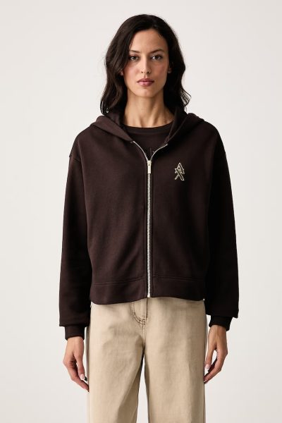 Armani Exchange  hanorac cu fermoar și glugă pentru femei din bumbac