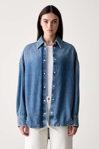 BOSS Orange  cămașă de damă din denim C_OVERSHIRT 4.0