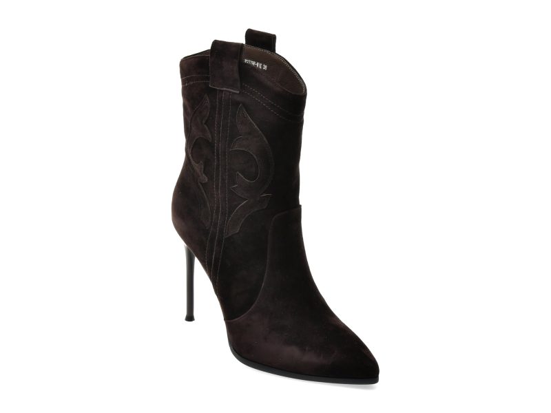 Botine elegante EPICA maro, AY2779, din piele intoarsa