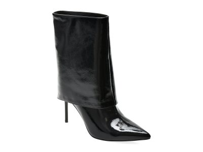 Botine elegante EPICA negre, 5S01F, din piele naturala lacuita