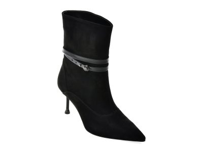 Botine elegante EPICA negre, 6KR008, din piele intoarsa