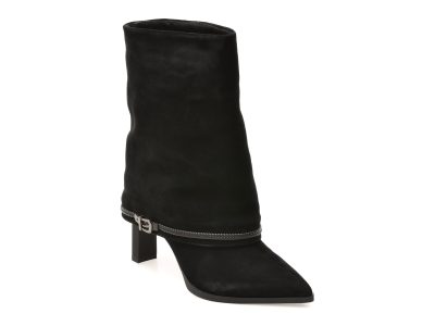 Botine elegante EPICA negre, M1212B, din piele intoarsa