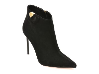 Botine elegante EPICA PREMIUM negre, 25139S, din piele intoarsa