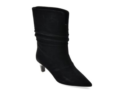 Botine elegante IMAGE negre, 9A737, din piele intoarsa