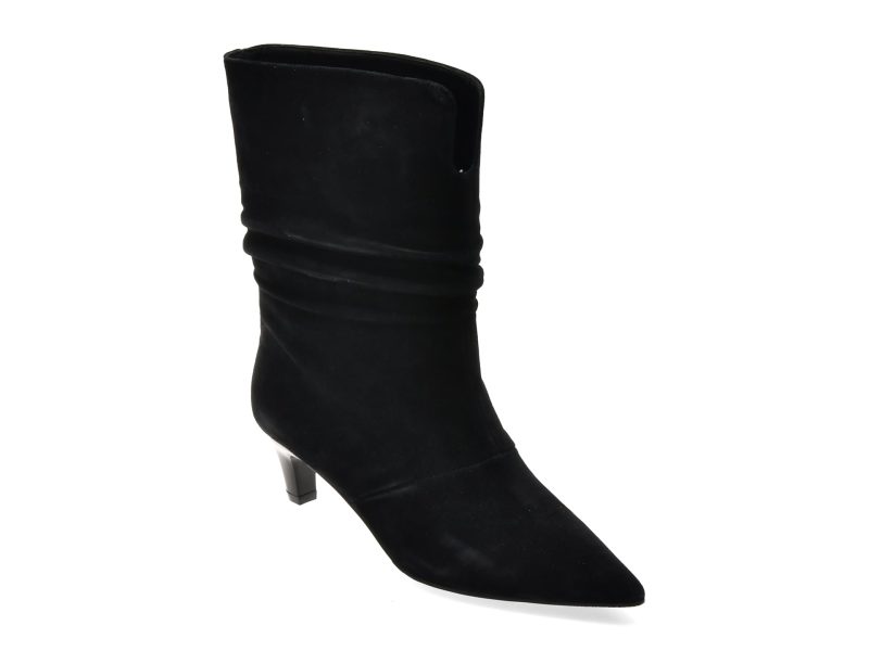 Botine elegante IMAGE negre, 9A737, din piele intoarsa