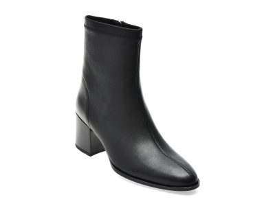 Botine IMAGE negre, A2695, din piele naturala