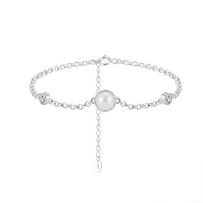 Bratara din argint 925 pentru dama, JW1701, model elegant cu perla, placata cu rodiu