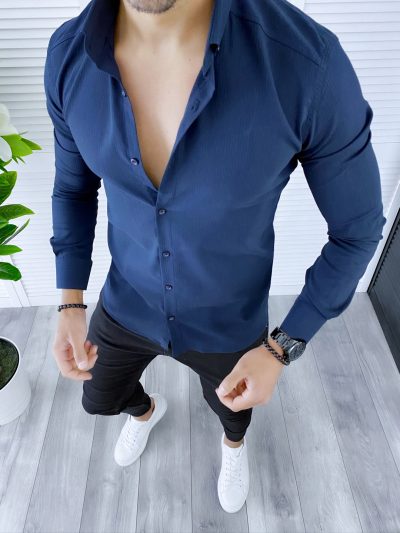Camasa barbati bleumarin slim fit B5341 W15
