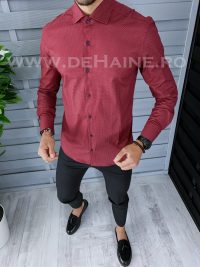 Camasa barbati grena cu imprimeu slim fit B1426 W14-2