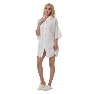 Camasa de noapte "White Grace" din bumbac, PJ028, Alb