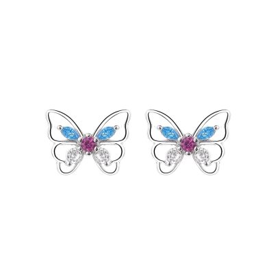 Cercei argint 925, JW1584, model fluture, placati cu rodiu