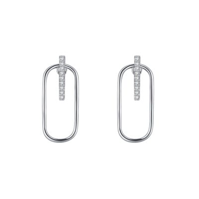 Cercei argint 925, JW1832, model geometric, placati cu rodiu