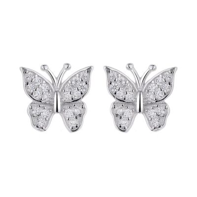 Cercei argint 925, JW731, model fluture, placati cu rodiu