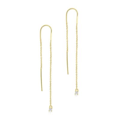 Cercei lungi argint 925, JW1069, model cu zirconiu, placati cu aur