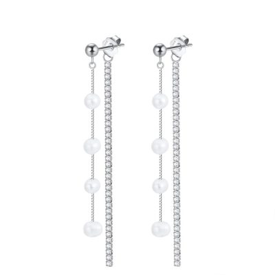 Cercei lungi argint 925, JW1568, model perla, placati cu rodiu