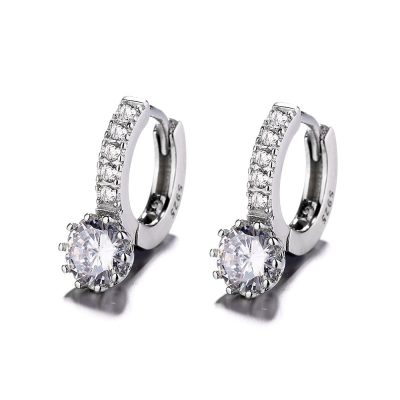 Cercei rotunzi argint 925, JW795, model elegant, placati cu rodiu