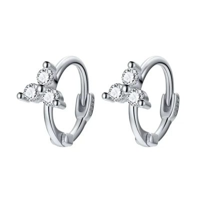 Cercei rotunzi argint 925, JW943, model floare, placati cu rodiu