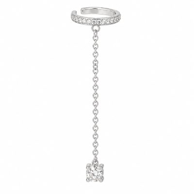 Cercel ear cuff argint 925, JW998, model cu lant, placat cu rodiu