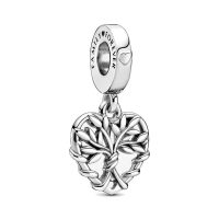 Charm/talisman argint 925, JW1144, model inima si copac, placat cu rodiu