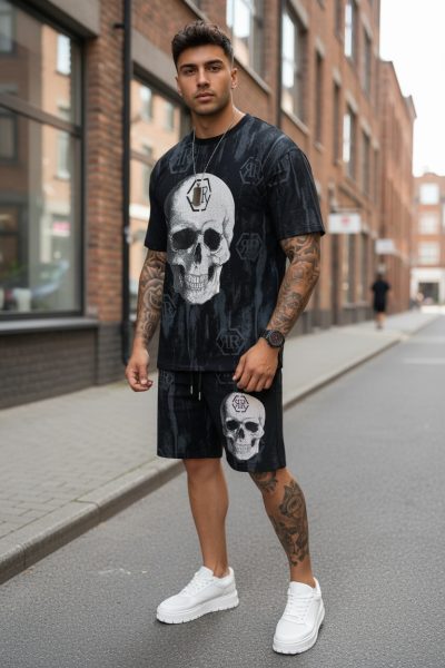 Compleu de vara tricou oversize + pantaloni negru 537 40-5.2