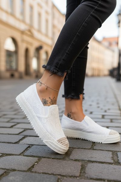 Espadrile dama casual albe Y602 T55-2