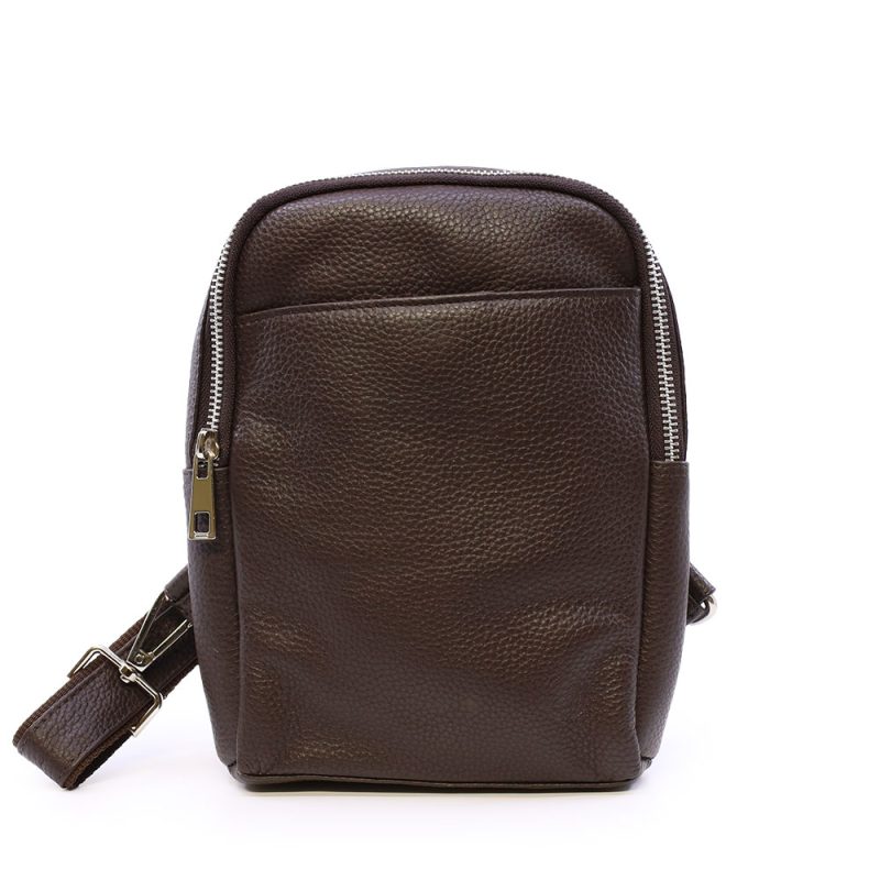 Geantă crossbody bărbați Benvenuti maro din piele 263BGEA6499M