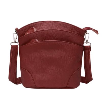 Geanta dama Missa GT1538, piele naturala, rosu inchis