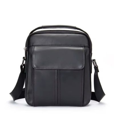 Geanta de umar pentru barbati Khaiel GT3904, piele naturala, neagra