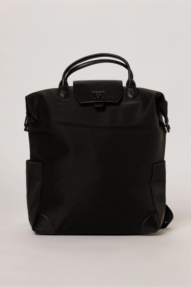 Geanta maxi neagra tip rucsac cu buzunare laterale