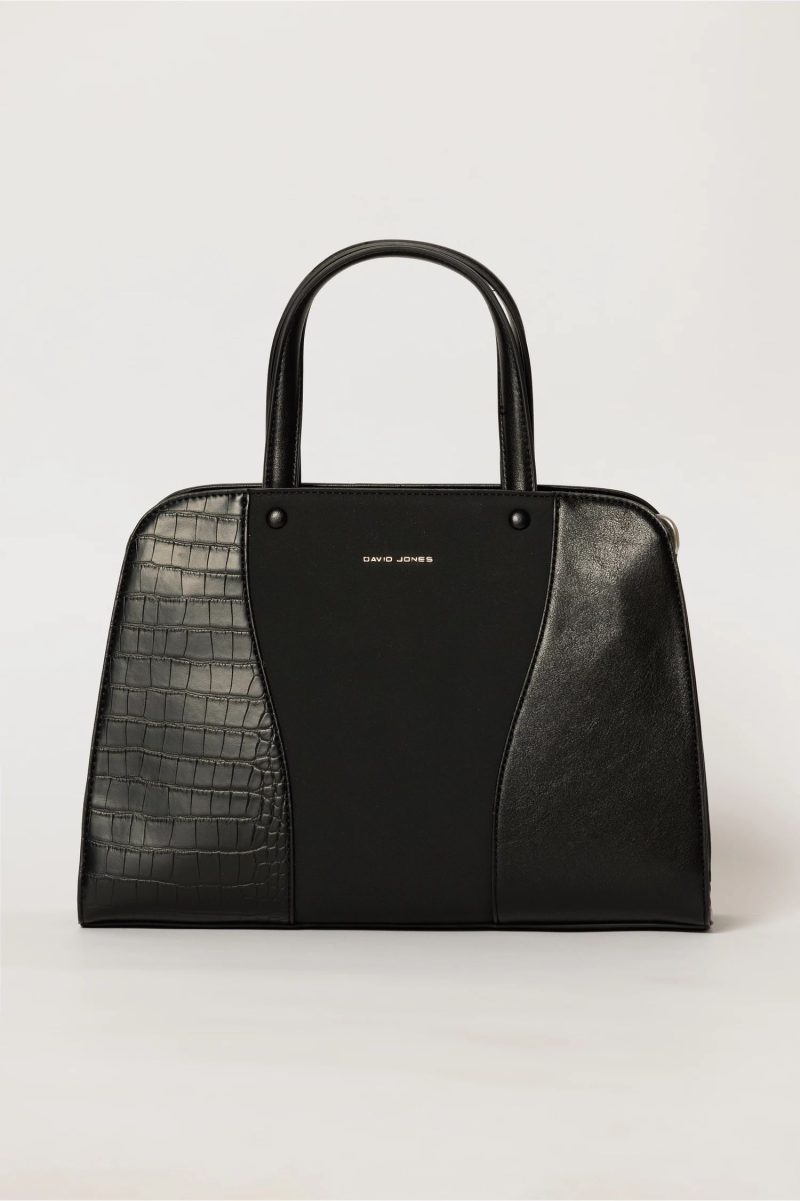 Geanta neagra office cu maner dublu si design snake