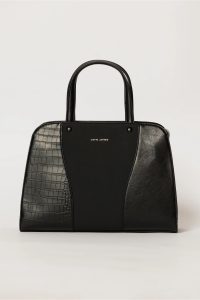 Geanta neagra office cu maner dublu si design snake