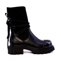 Ghete biker femei Enzo Bertini negre din piele naturală și textil  1392DG9810N
