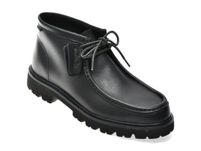 Ghete CLARKS negre, CLEYHILL TOP, din piele naturala