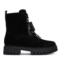 Ghete cu cu șiret femei Guess Fizzle negre din piele întoarsă 912DGFLFFIZSUE10VN
