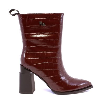 Ghete cu toc evazat femei Enzo Bertini bordo din piele  1120DG1097CBO