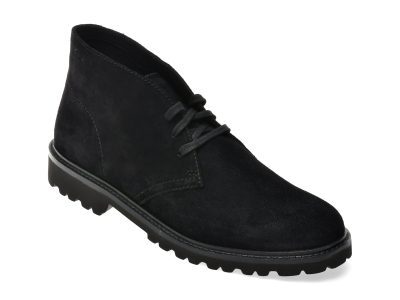 Ghete elegante CLARKS negre, BERWICK DB, din piele intoarsa